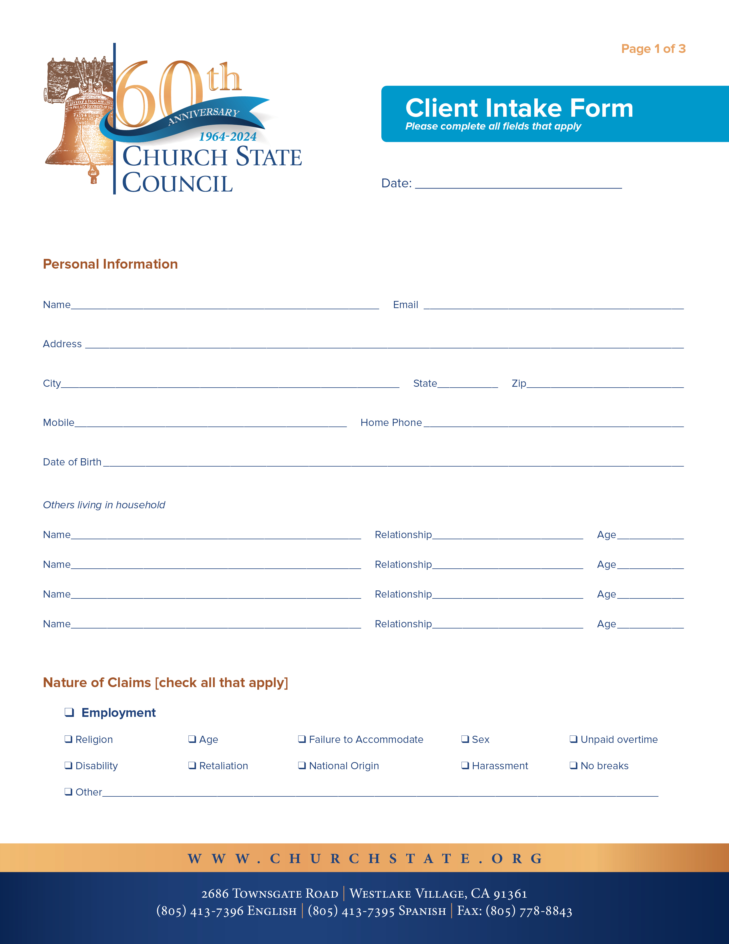 Legal Services – Church State Council