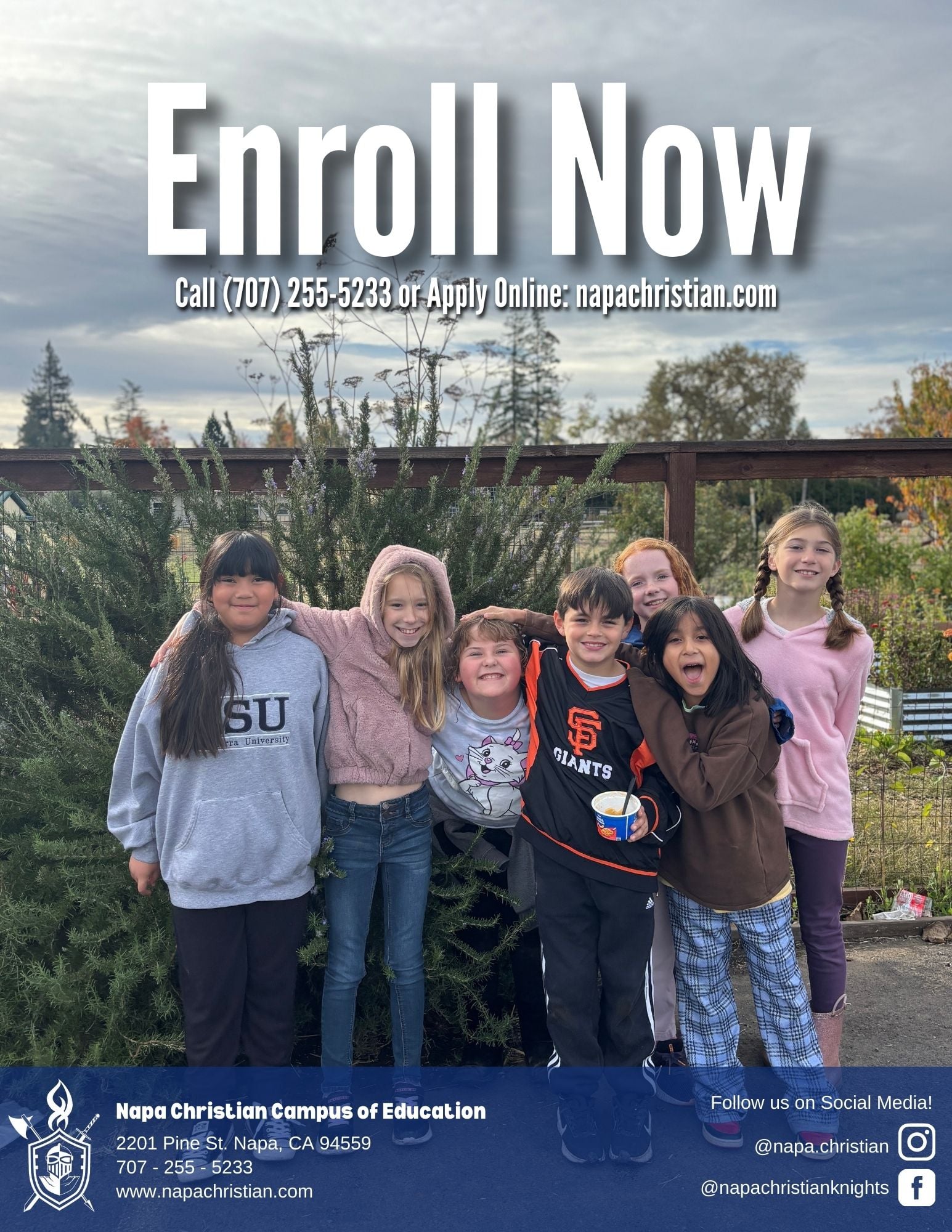 Enroll now!
Call (707) 255-5233 or apply online at napachristian.com