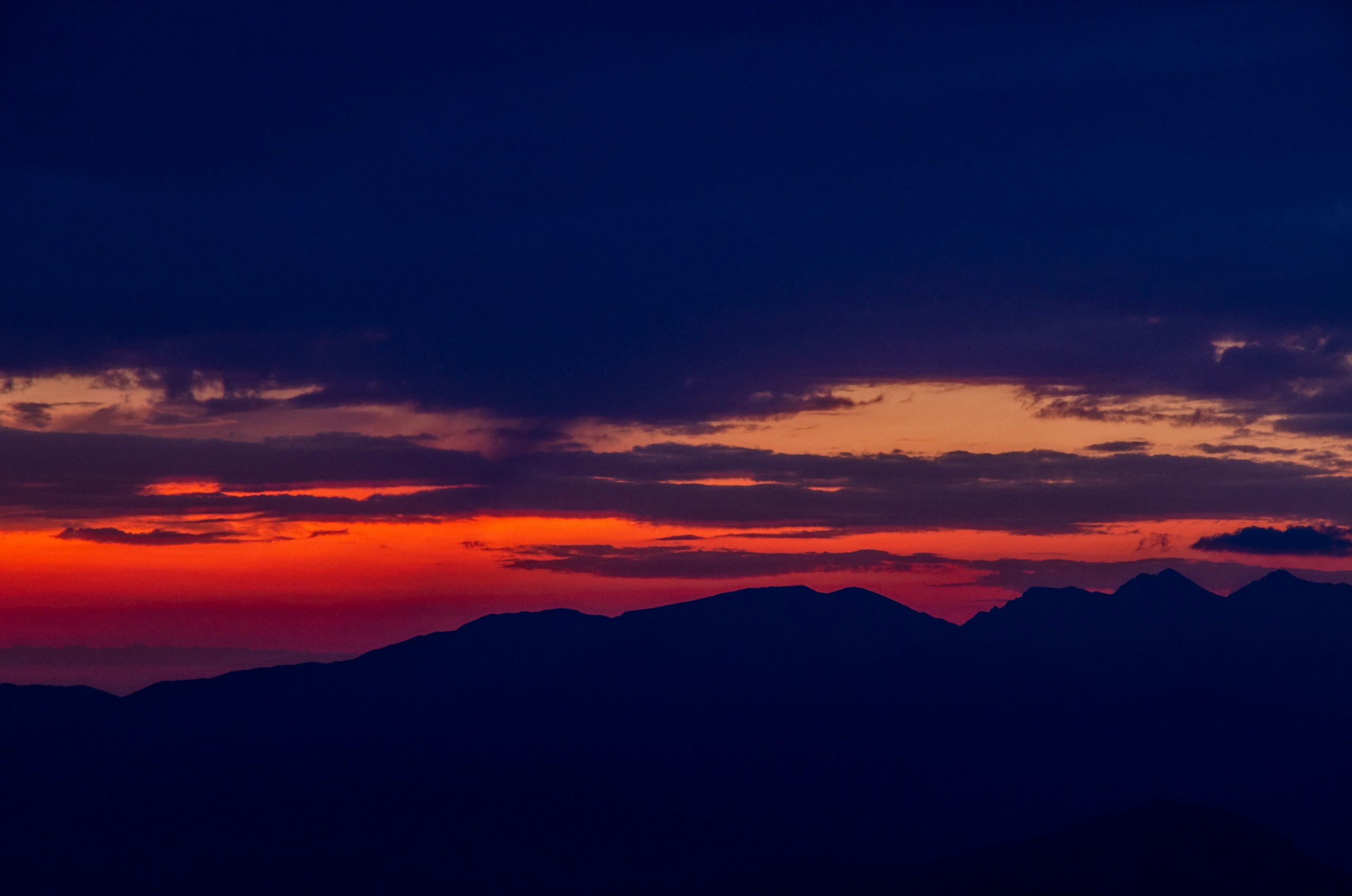 silhouette of mountains during sunset
