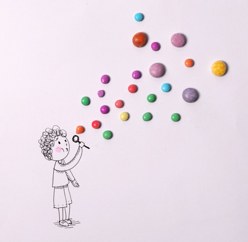 white blue yellow and red balloons