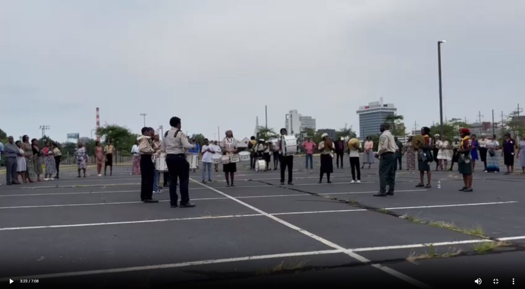 Drum Core playing for crusade 363 Kossuth Street Bridgeport