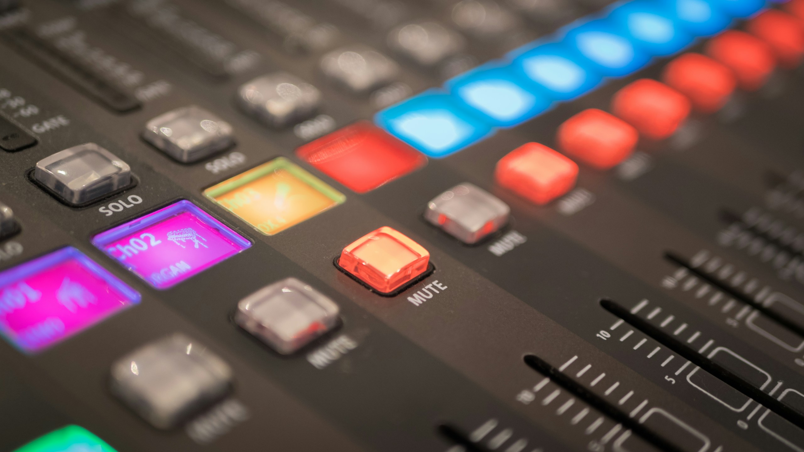 a close up of a sound board with buttons