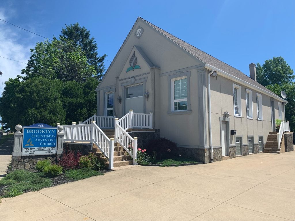The Brooklyn Ohio SDA Church building viewing from the parking lot.