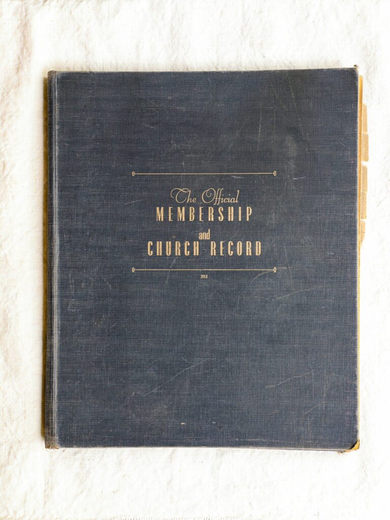 a black book with gold lettering on it