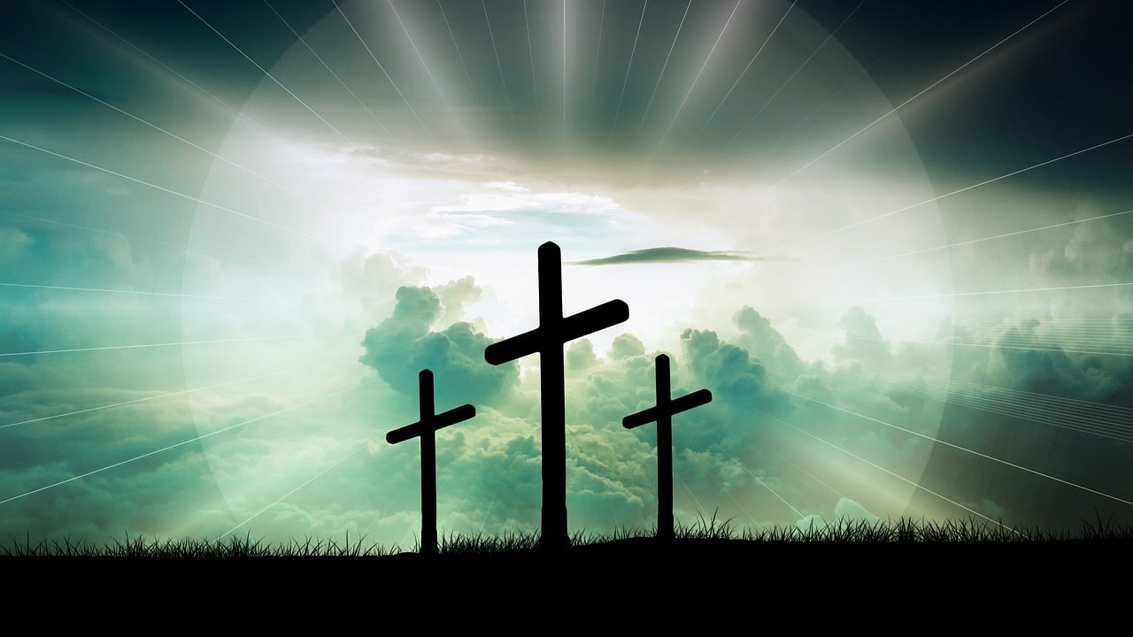 crosses, clouds, faith, christ, god, nature, jesus, sun, light, sky, crucifixion, resurrection, bible, christianity, church, easter, religion