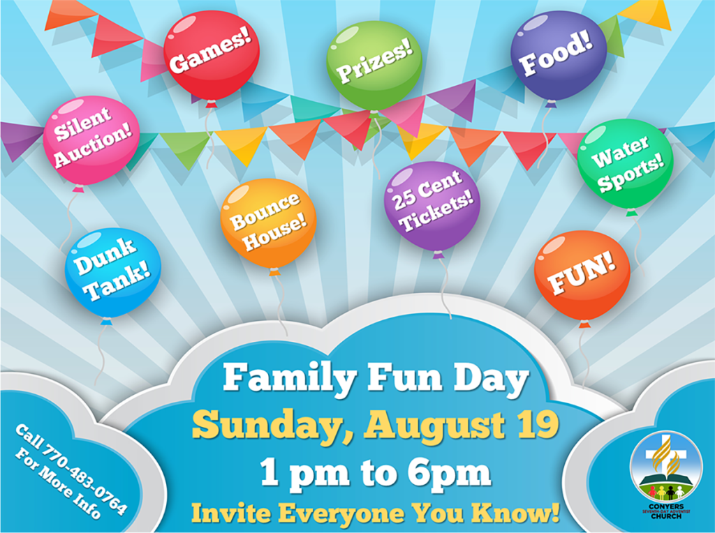 Family Fun Day – Sunday, August 19, 2018, 1 pm to 6 pm