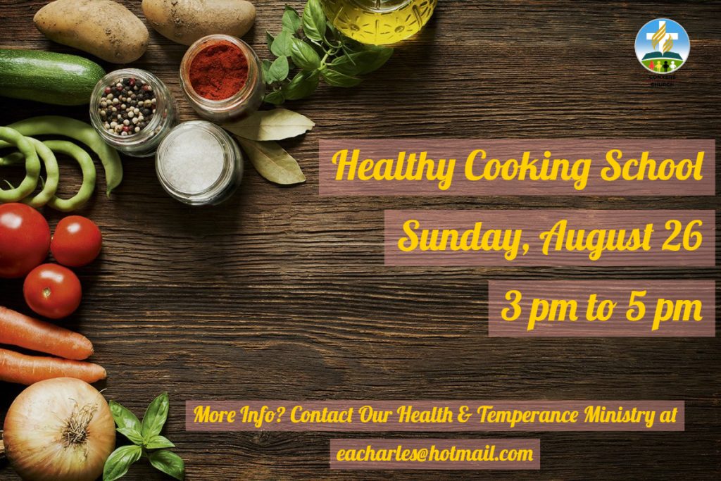 Healthy Cooking School – Sunday, August 26, 2018