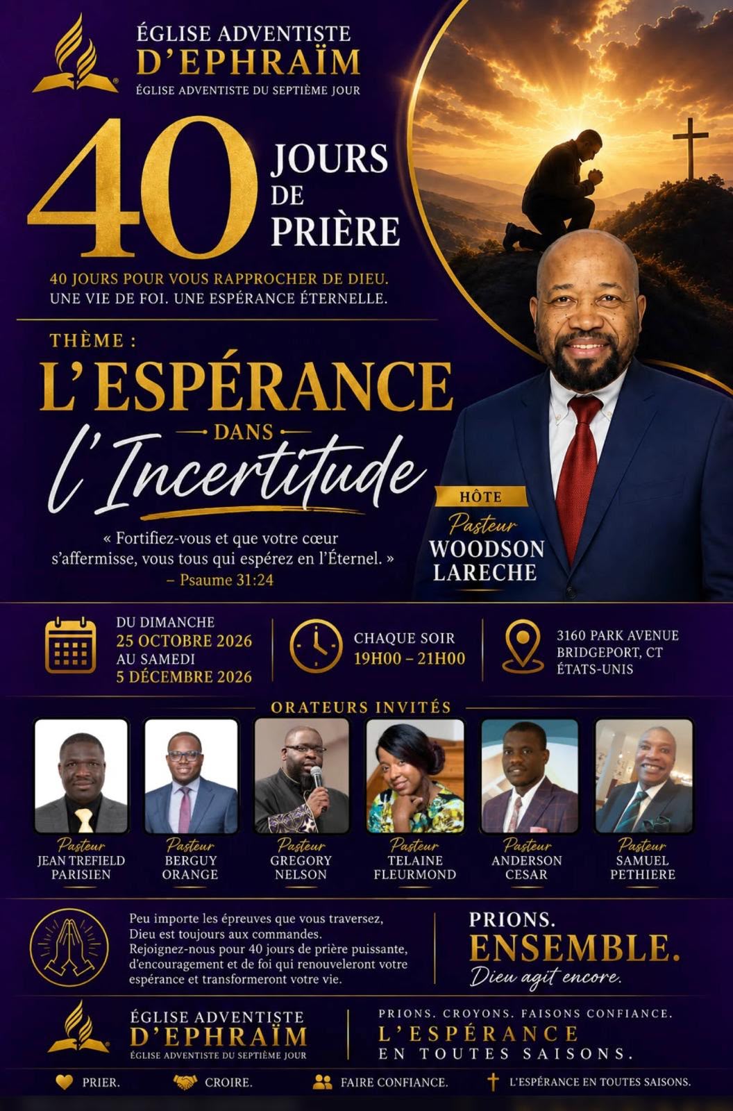 40 Days of Prayer flyer. Click to send a prayer request.