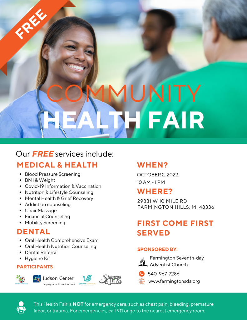 Community Health Fair – Oct 2, 2022