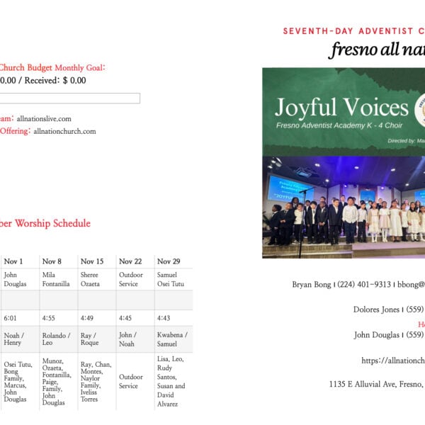 11/8 All Nations Bulletin