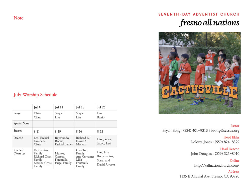 7/4 All Nations Bulletin