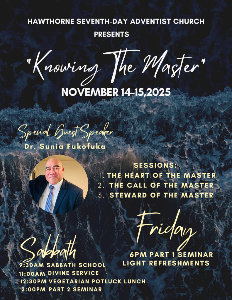 Dr. Sunia Fukofuka Leads Weekend Seminar: “Knowing the Master”