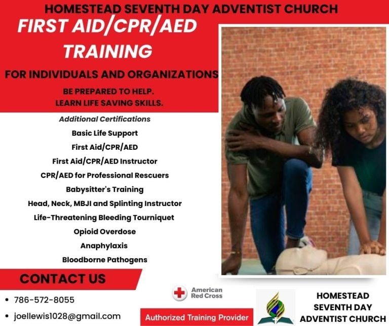 First Aid/CPR/AED Training – BLS Training – Homestead SDA Church