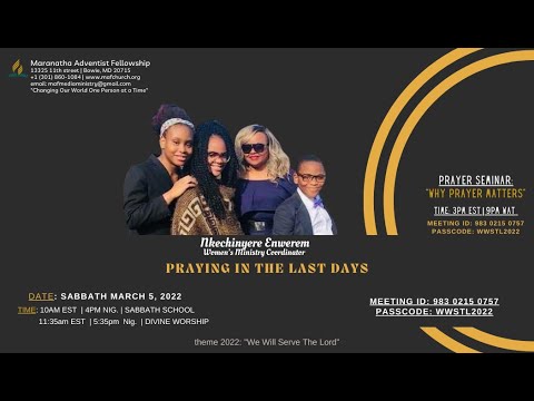Praying in the Last Days | Nkechinyere Enwerem, Women’s Ministry Coordinator