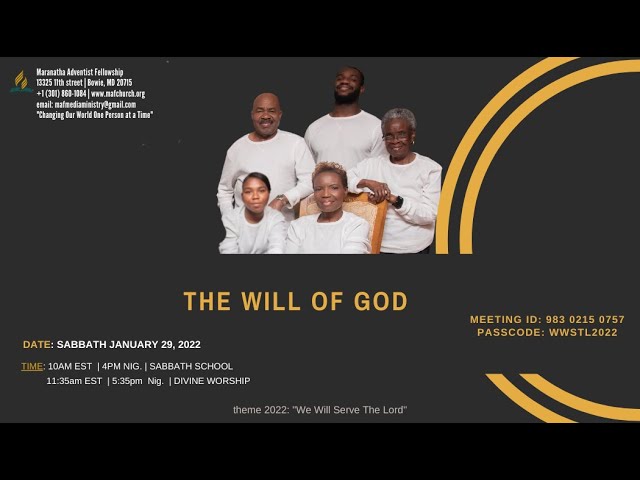 The Will of God | Elder Isaiah Azubike | January 29, 2022