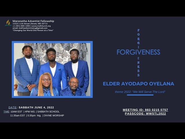 Forgiveness | Elder Ayodapo Oyelana