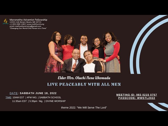 Live Peaceably With All Men | Elder Mrs. Oluchi Nene Ukomadu