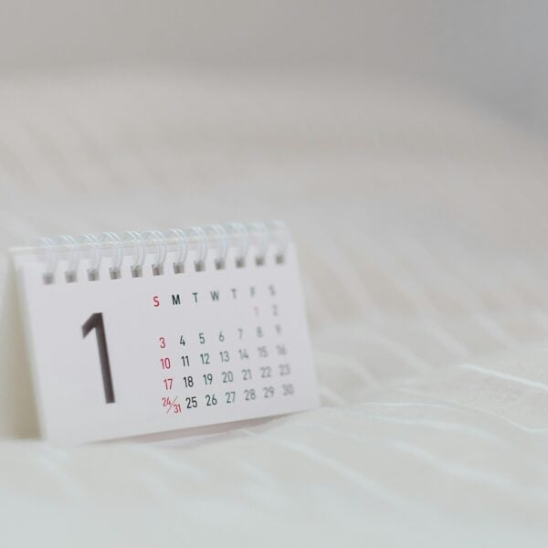 white calendar on white textile