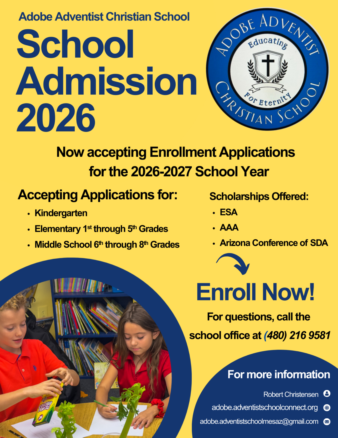 OPEN ENROLLMENT FOR SY 2026-2027 – Adobe Adventist® Christian School