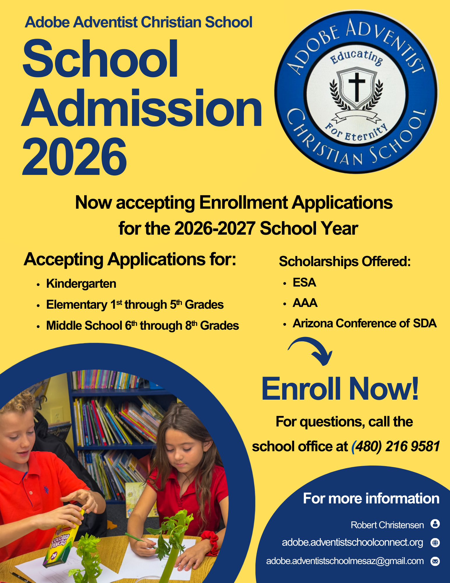 OPEN ENROLLMENT FOR SY 2026-2027 – Adobe Adventist® Christian School