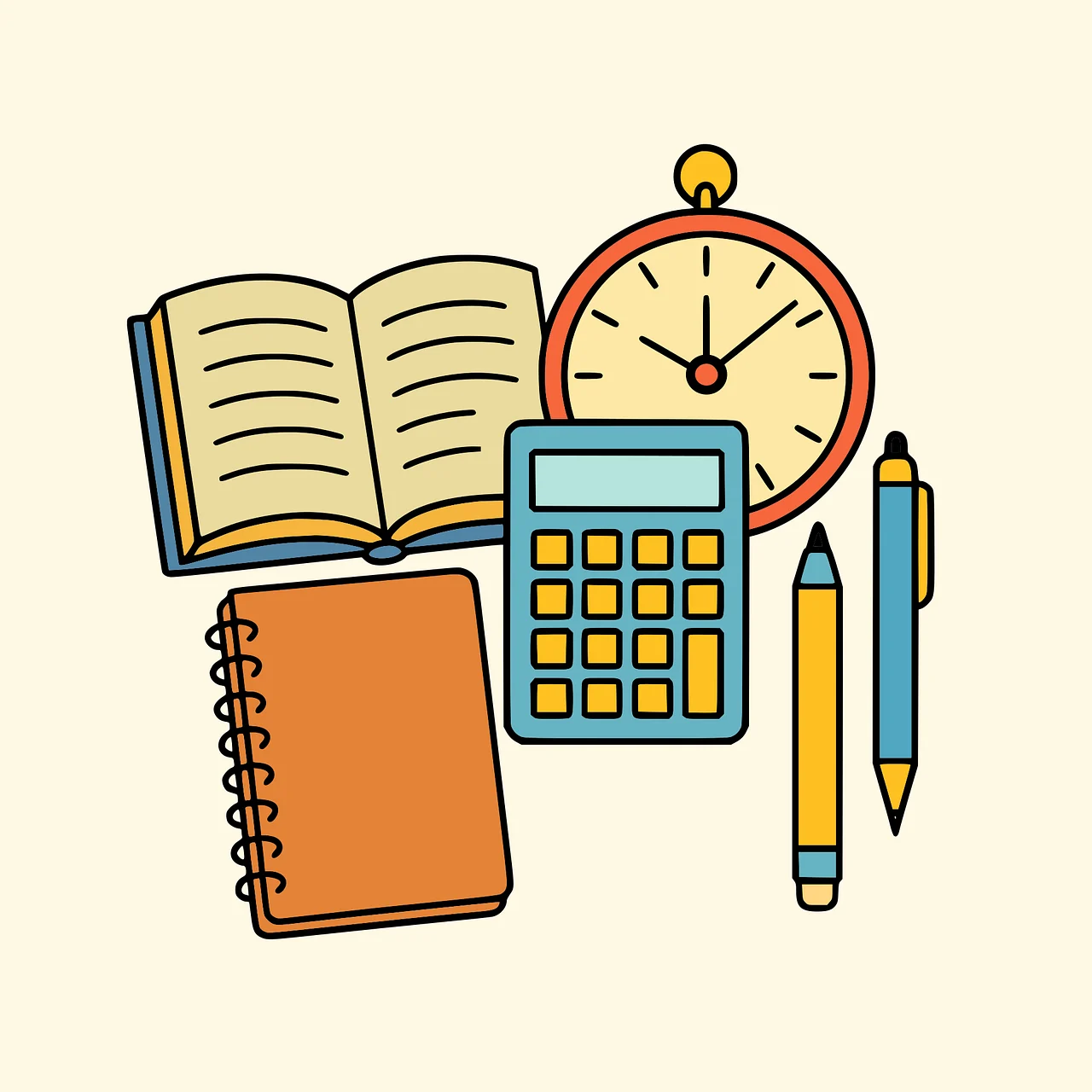 Books and calculator for planning school tuition