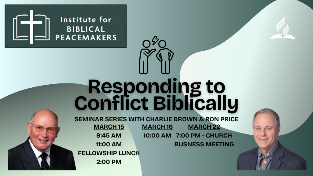 Seminar Series “Responding to Conflict Biblically” coming to Middletown SDA