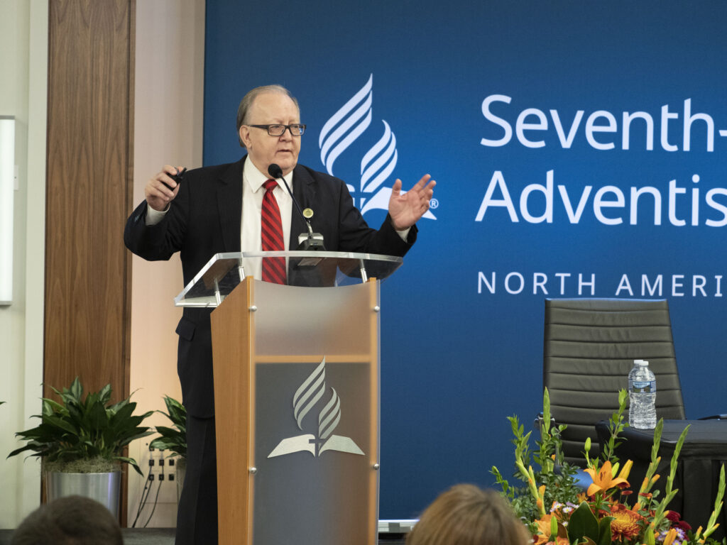 Daniel R. Jackson, president of the Seventh-day Adventist Church in North America (NAD), presents his report during the first business session of the 2018 NAD Year-End Meeting. Photo by Mylon Medley