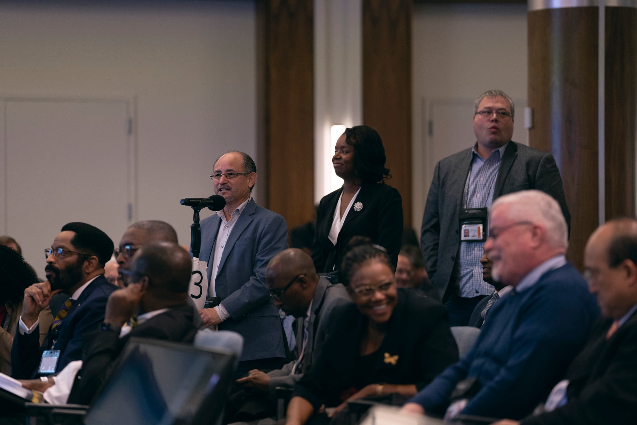 Executive committee members line up to comment on NAD Year-End Meeting reports on Nov. 4, 2019. Photo by Dan Weber