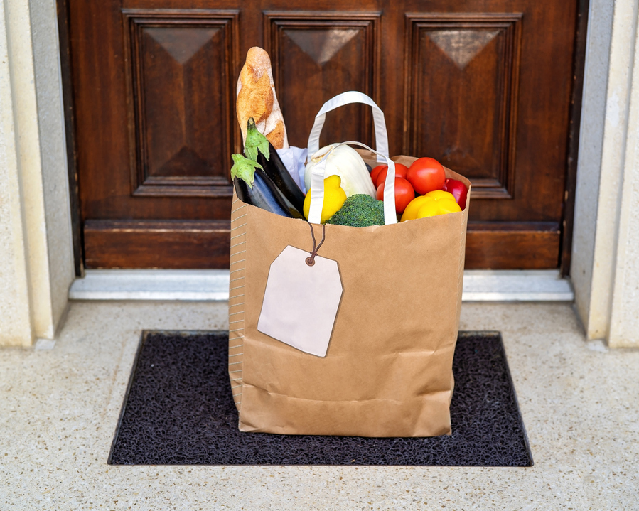 stock photo of contactless grocery bag