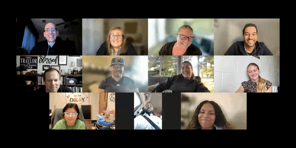 Screenshot of Zoom gallery view with diverse participants