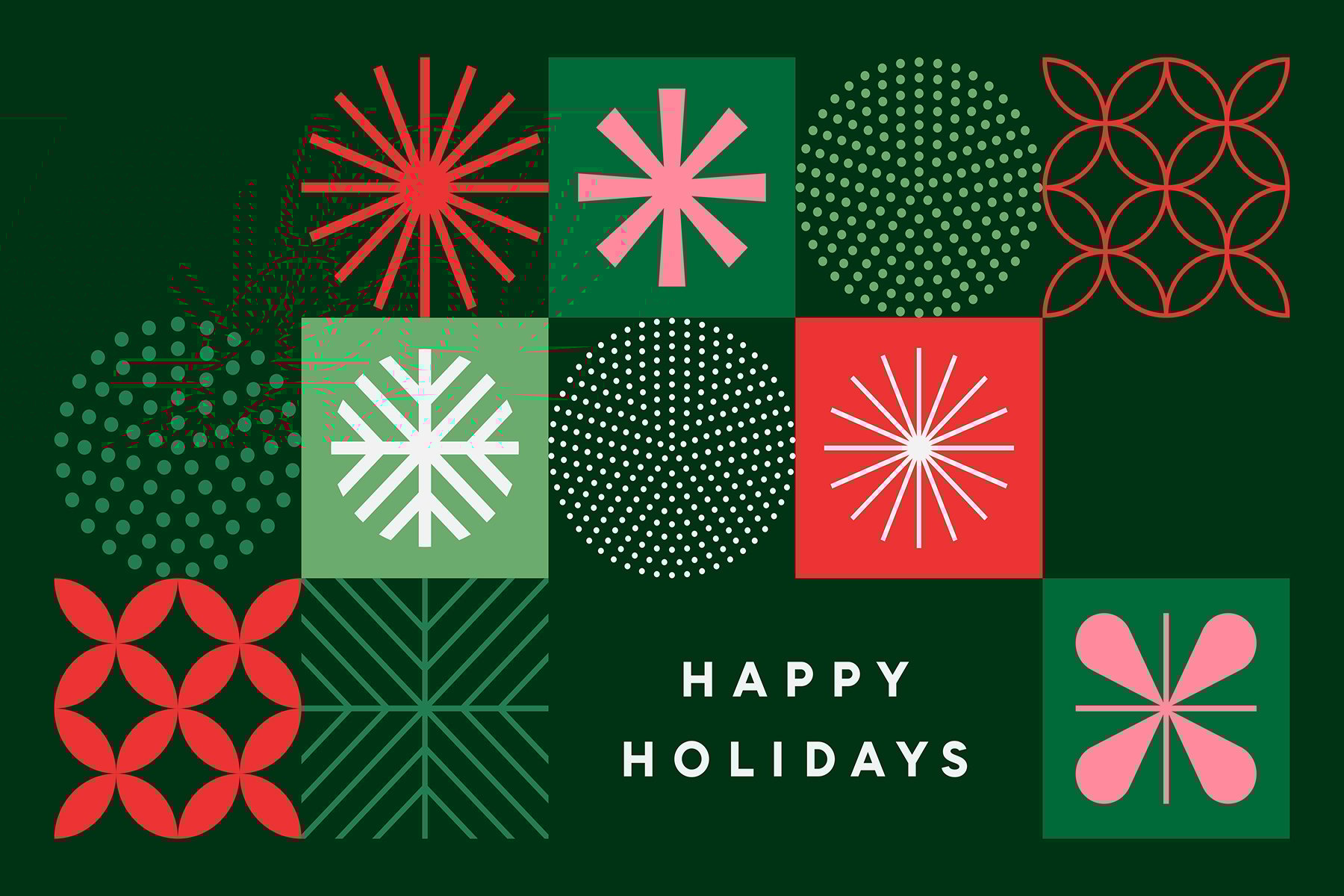 Colorful card reading Happy Holidays