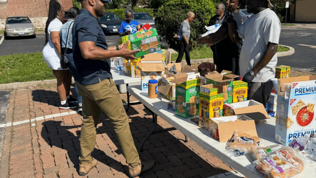 Picture of Adventist Community Services outdoor food distribution site at a church