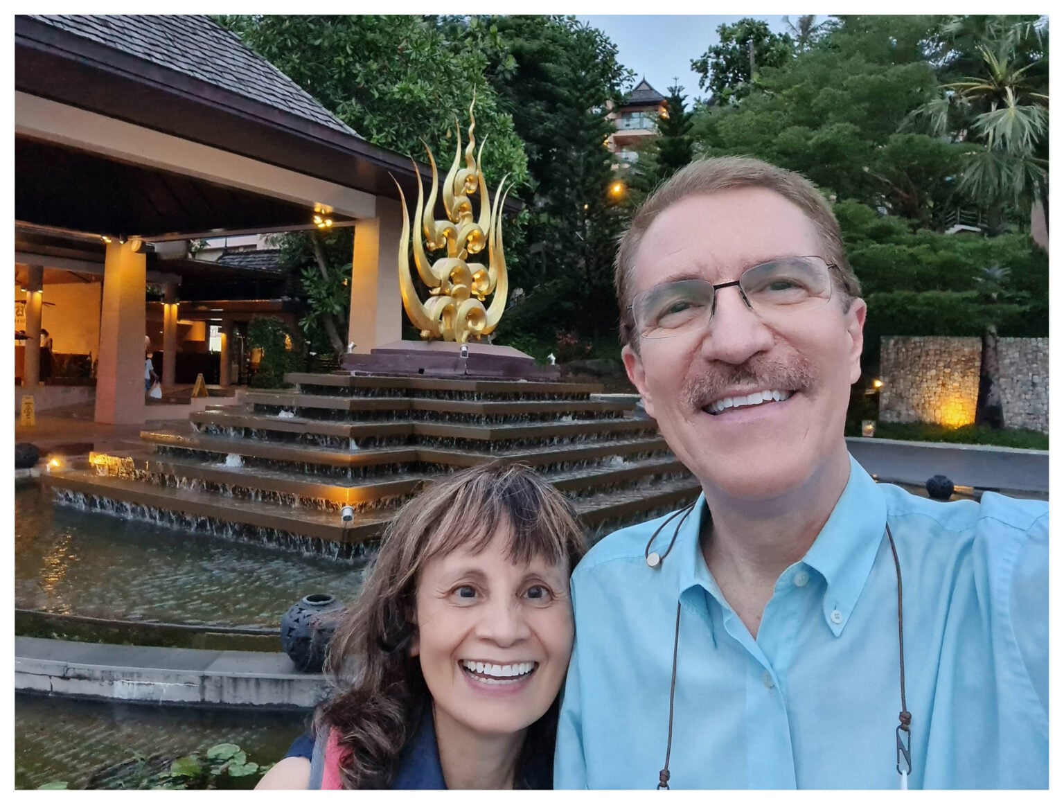 Close-up of a smiling man and woman in Thailand