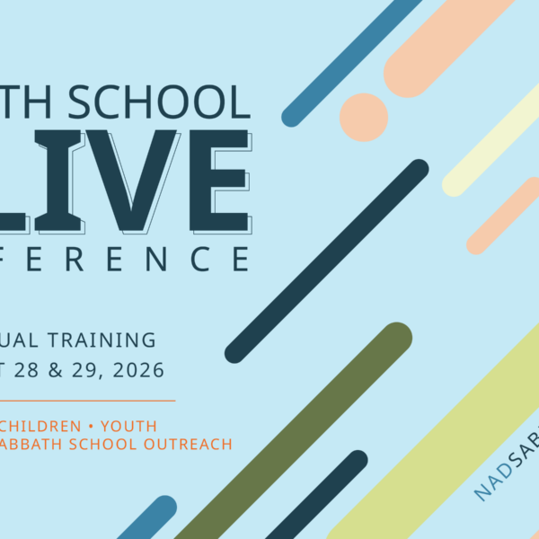 Sabbath School Alive August 2026 event postcard-style graphic with event information