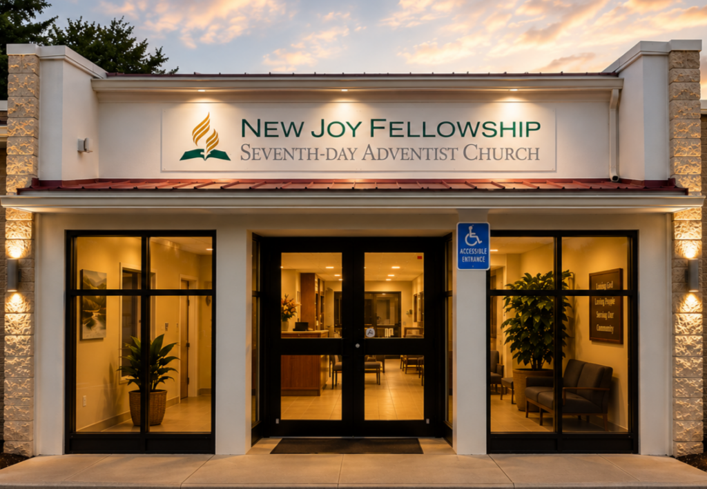 Entrance to New Joy Fellowship Seventh-day Adventist Church in Hagerstown, Maryland.