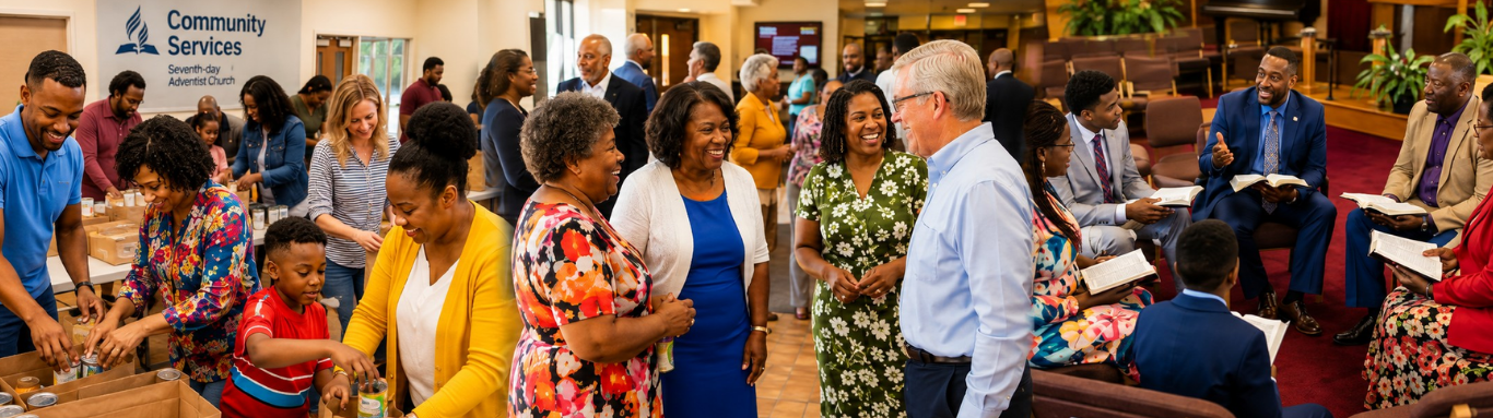 New Joy Fellowship members serving, fellowshipping, and studying the Bible through church ministries.