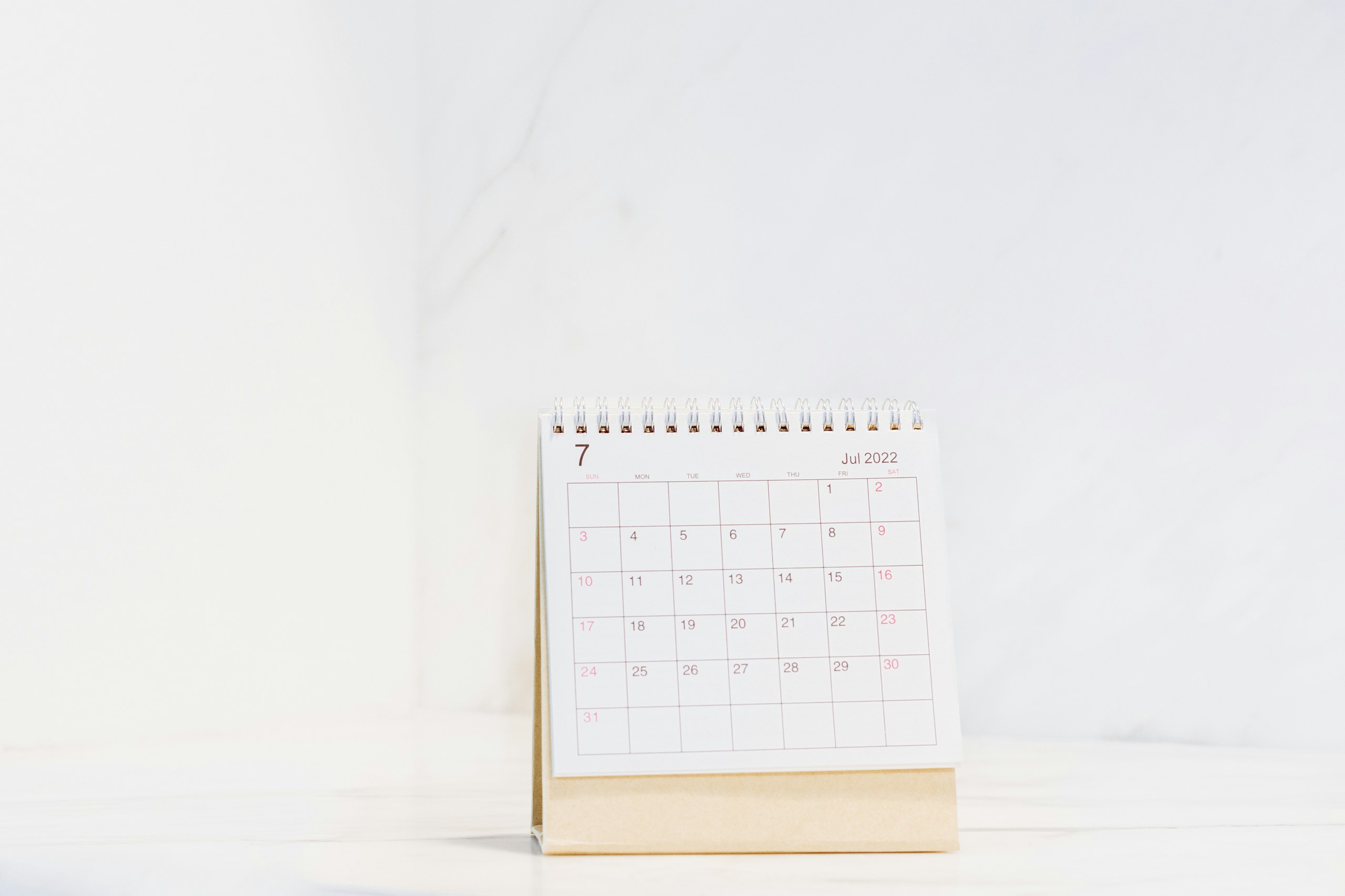 a calendar sitting on top of a table