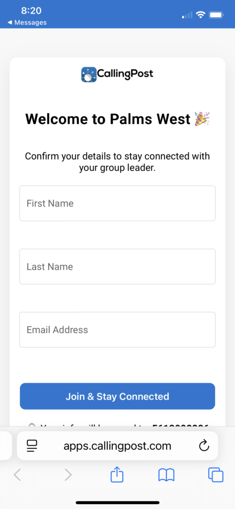 Registration form