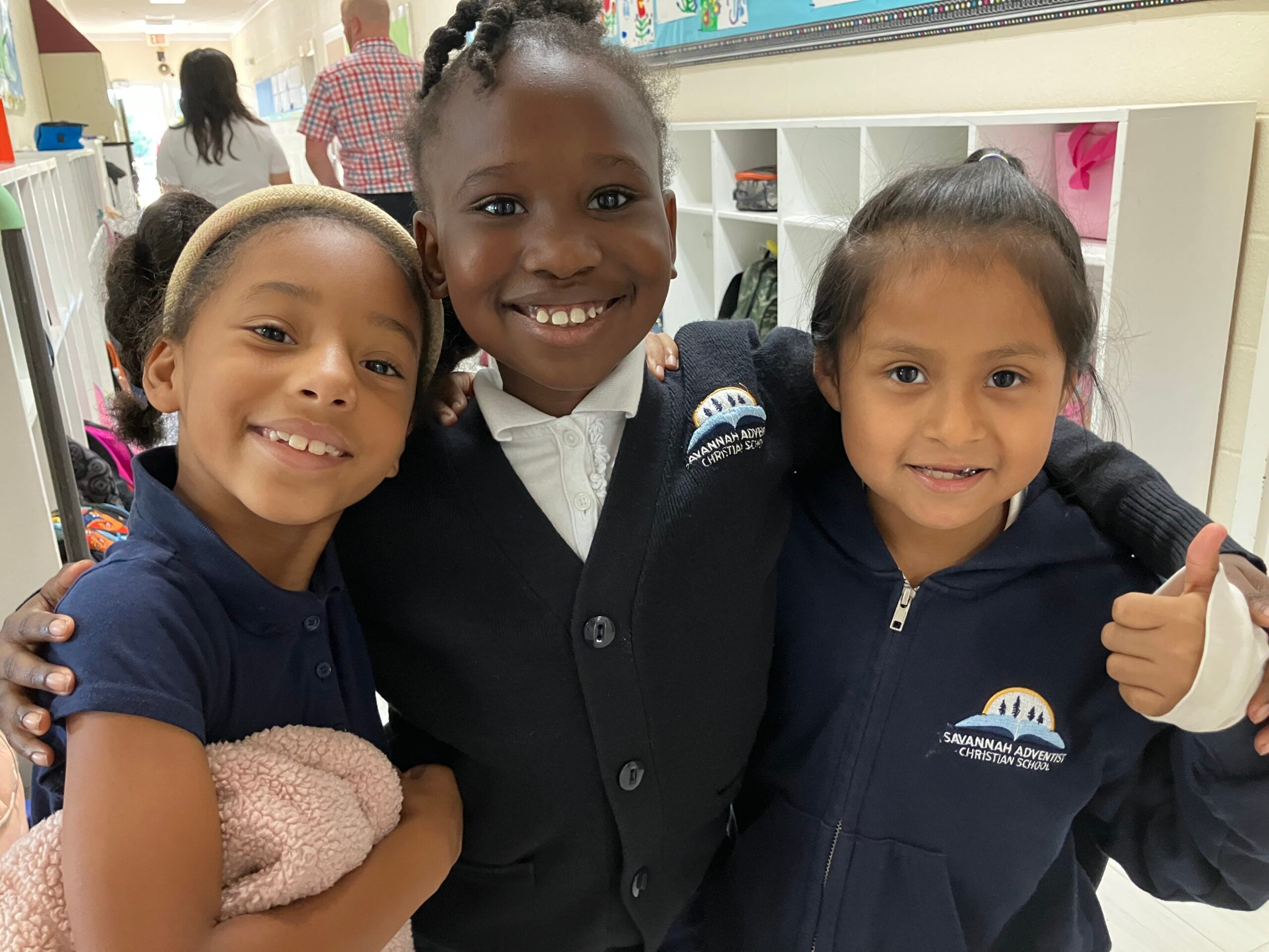 Smiling children in school uniform