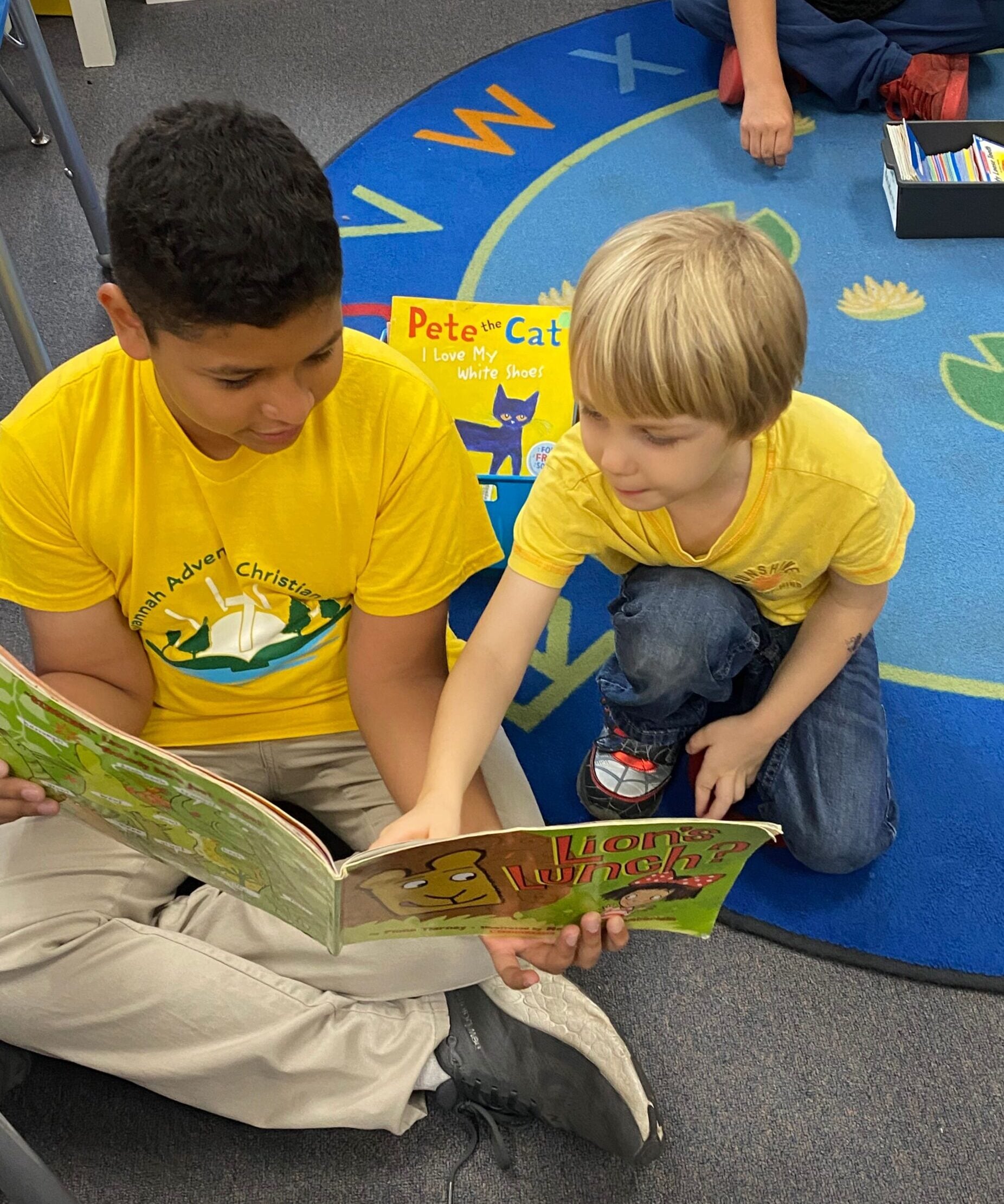 Students reading together