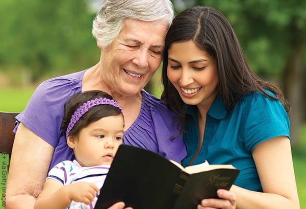 Family reading the Bible together