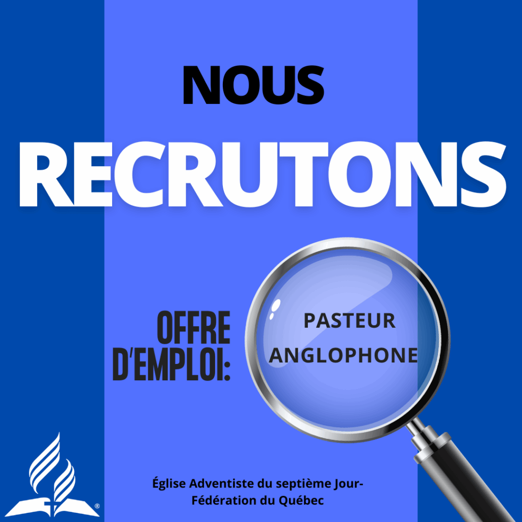 Ouverture du poste de Pasteur Anglophone