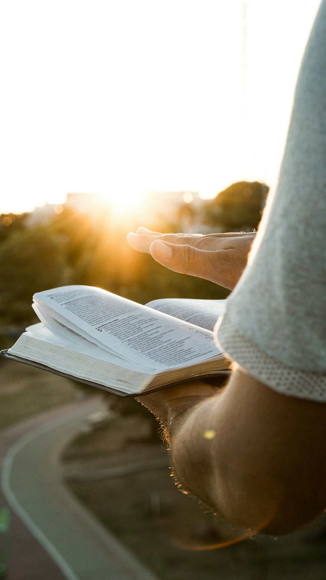 a person holding an open book in their hand