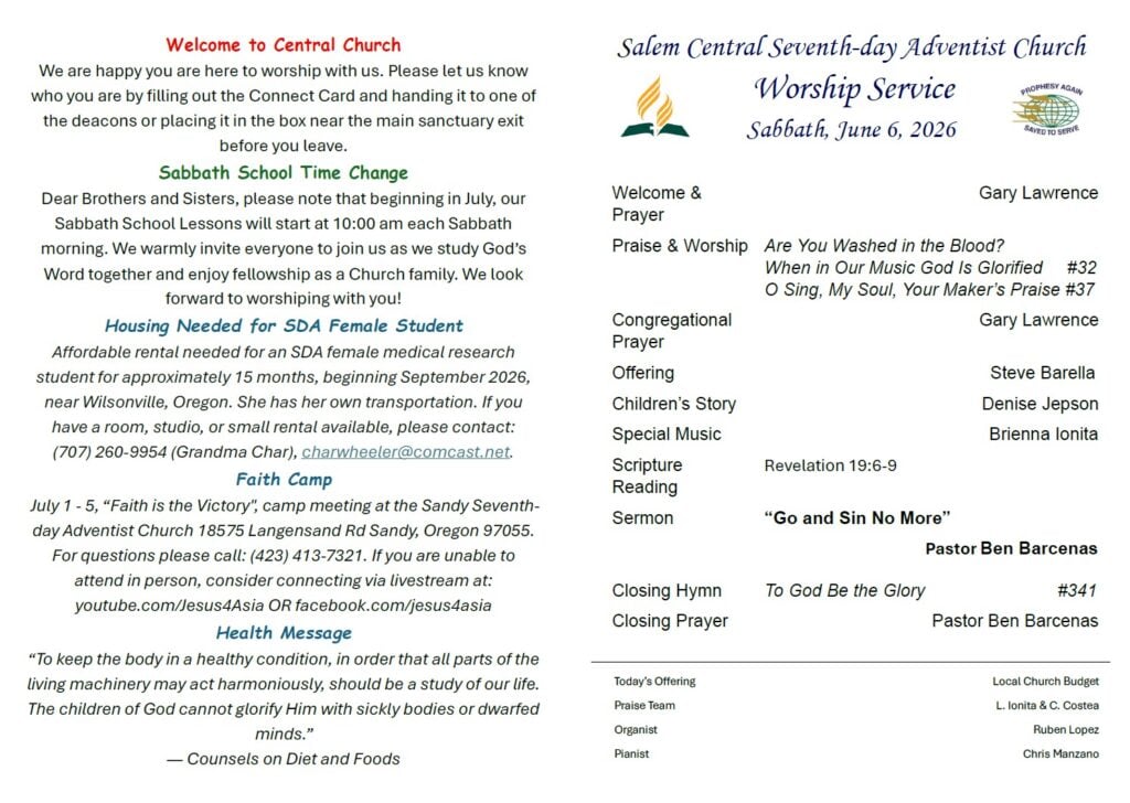 SDA Church Bulletin Page 2 06.06.26