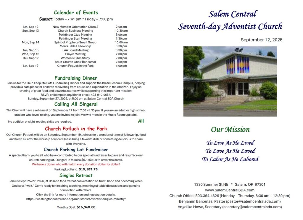 SDA Church Bulletin Page 1 09.12.26