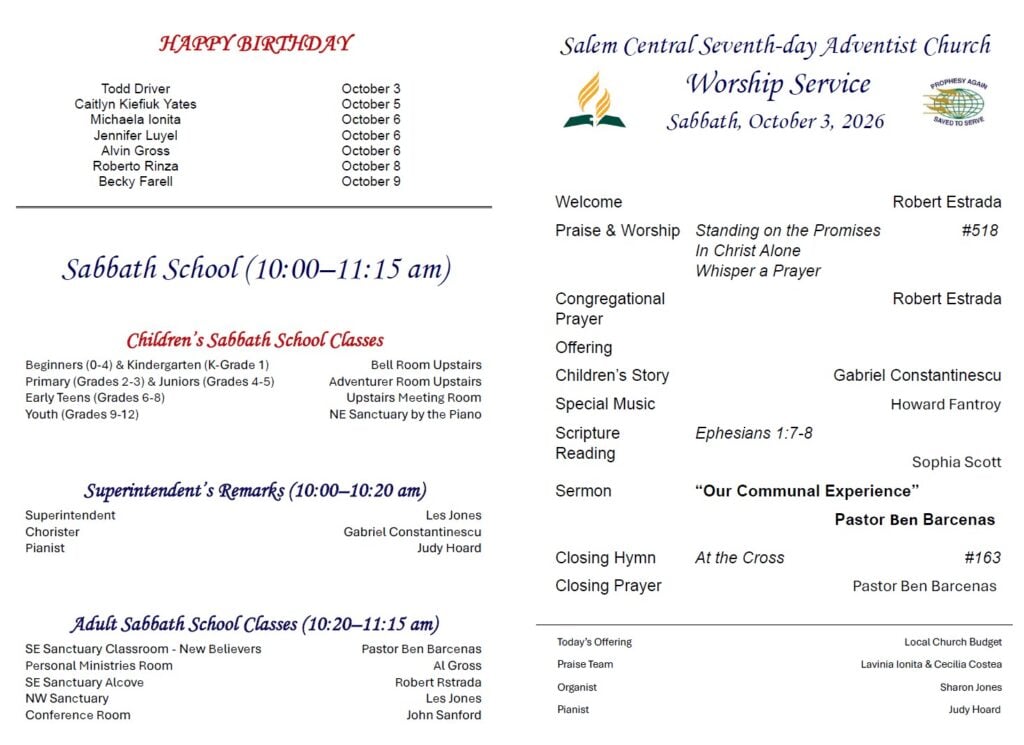SDA Church Bulletin Page 2 10.03.26