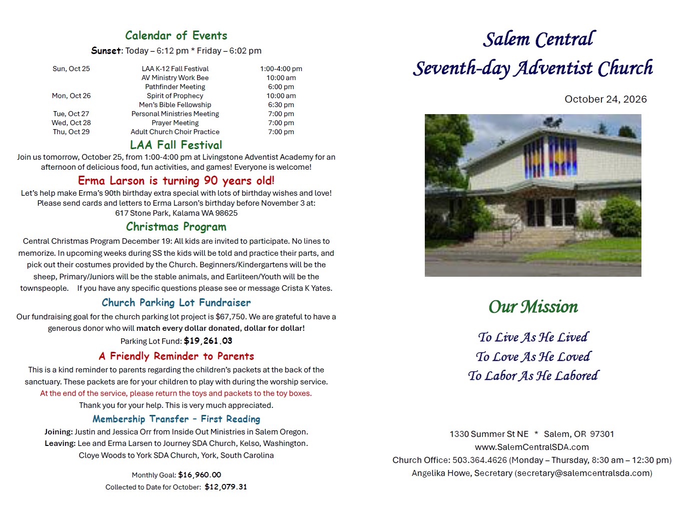 SDA Church Bulletin Page 1 10.24.26