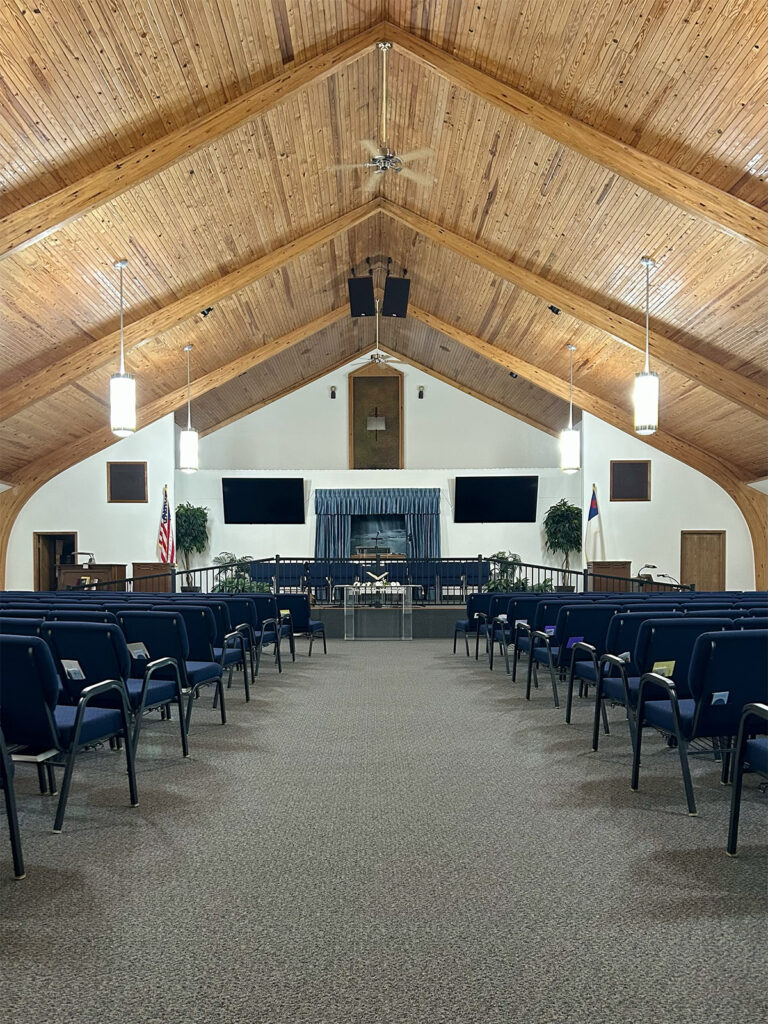 Interior view of the church sanctuary before a worship service at Summit Ridge Seventh-day Adventist Church