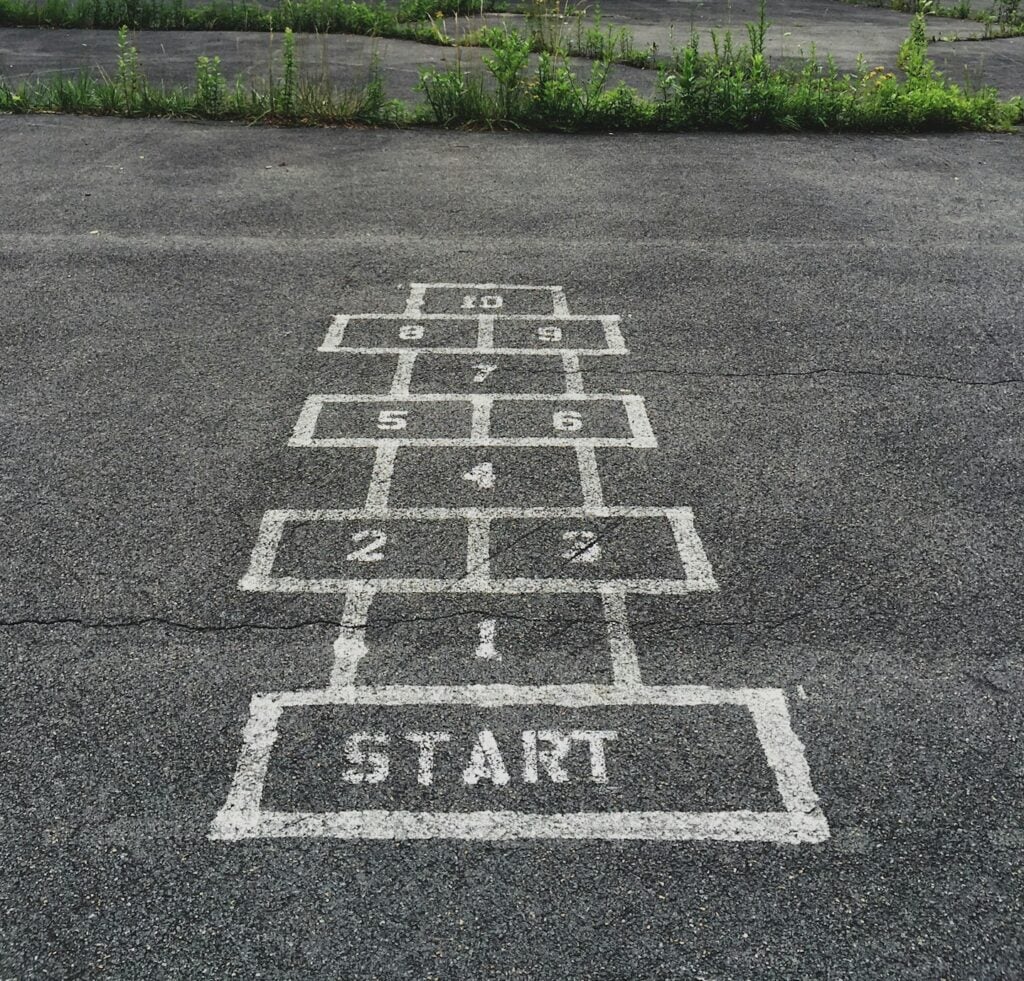 numbering start line on concrete floor