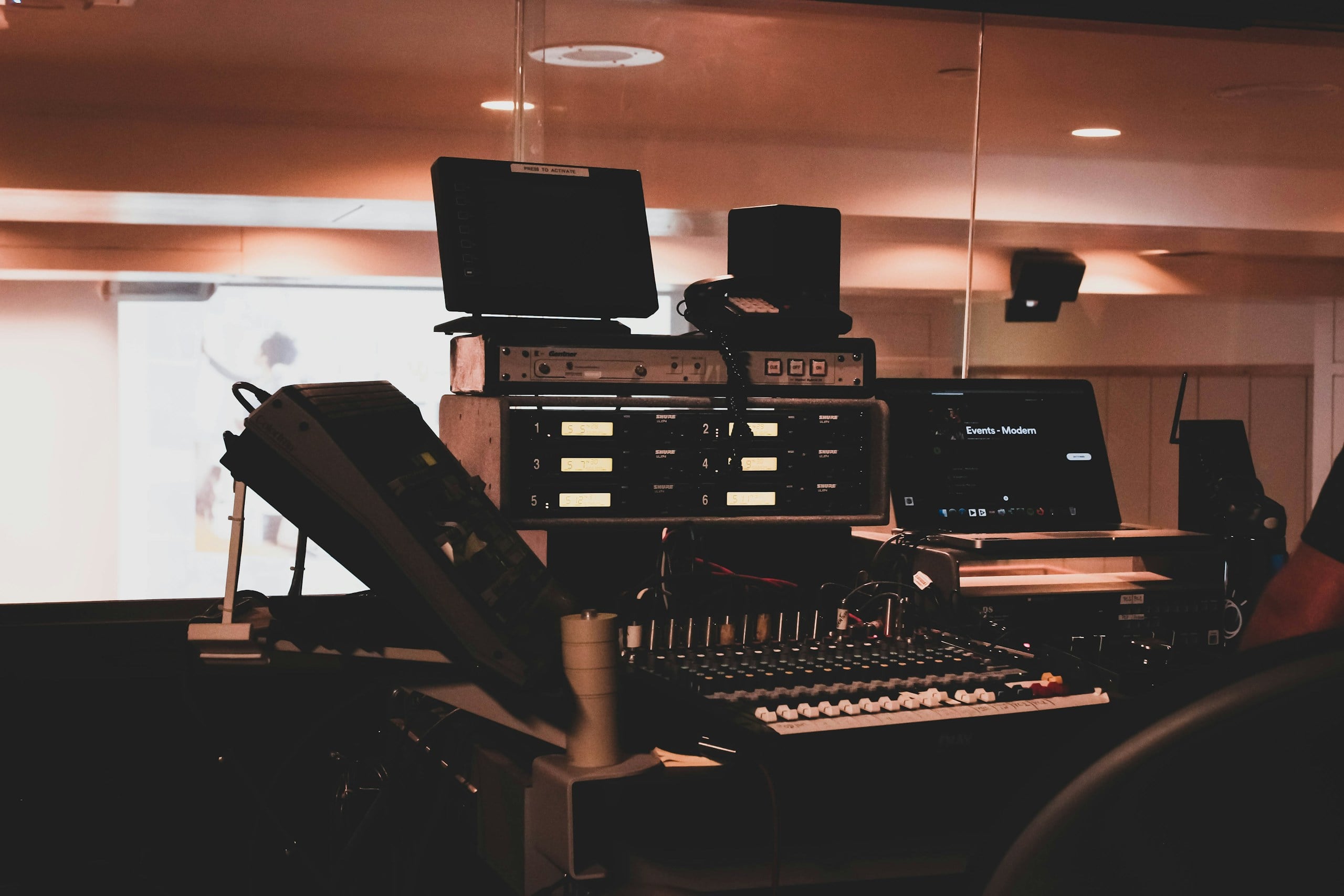 a room with a large machine and a keyboard